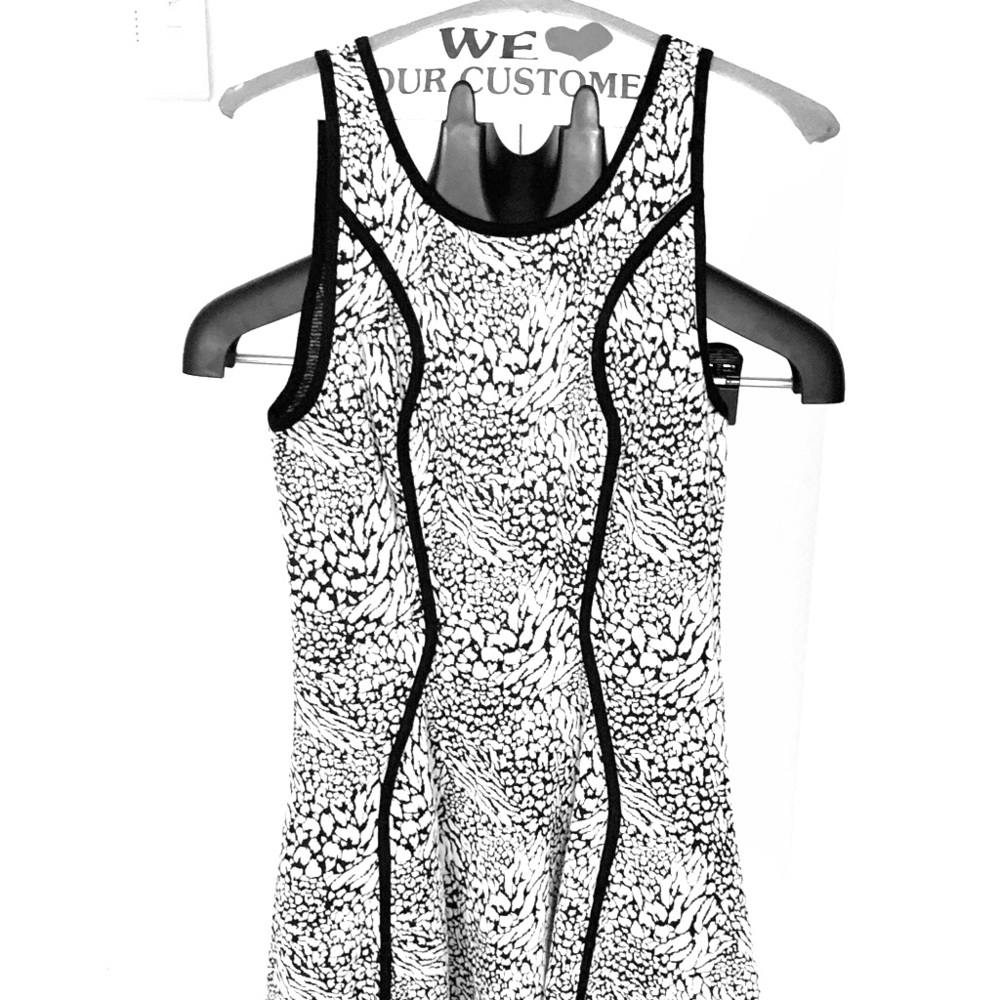 Black And White Open Back Dress